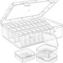 Mathtoxyz Bead Organizer Box, 62Pcs Small Organizers and Storage Plastic Cases, Mini Clear Storage Containers With Hinged Lid, Rectangle for Bracelet Making, DIY Jewelry Craft, Nail