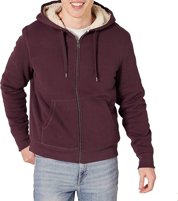Amazon Essentials Hoodie For Men, Sherpa-Lined Full-Zip Fleece Sweatshirt M