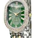 VILKFY Women Vintage Gold Rome Watch Oval Case Adjustable Stainless Steel Watch Band Waterproof Analog Quartz Watch (Green)