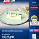 Avery Printable Place Cards with Sure Feed Technology, 1-7/16" x 3-3/4", Textured Ivory, 150 Blank Tent Cards for Laser or Inkjet Printers (5012)