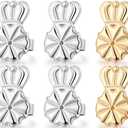 3 Pairs Earring Lifters,8MM Hypoallergenic Earring Backs for Droopy Ears,Adjustable Crown Earring Backs for Heavy Earring (8MM 2silver +1gold)