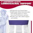 OTC Lumbosacral Support, 7-inch Lower Back, Lightweight Compression, Elastic, White, Large