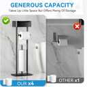 Toilet Paper Holder Free Standing - Toilet Paper Stand with Shelf - Storage for 4 Rolls- Bathroom Organizers, No Drill, for Large Toilet Rolls, 29.7 inch*12.6 inch (Matte Black)