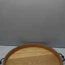 Large Round Ottoman Tray - 22'' Farmhouse Wood Serving Tray with Metal Handles - Circle Charcuterie Board for Living Room - Large Serving Trays for Coffee Table - Ottoman Topper Table