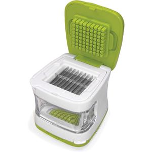 RSVP International Garlic Clove Cube Press Tool, Green/White | BPA-Free Plastic with Stainless Steel Blades | Minces & Slices | Chop, Crush, or Dice Garlic & Herbs | Dishwasher Safe