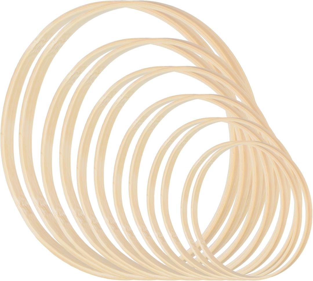 PATIKIL 6"/7"/8"/9"/10"/12" Bamboo Macrame Hoop, 12Pcs 6 Size Wood Floral Hoop Craft Rings for DIY Craft Dream Catcher Wedding Wreath Decor Wall Hanging Decorations