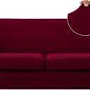 U-NICE HOME 3 Pieces Stretch Couch Cover Sofa Cover Washable Sofa Slipcover with Individual Seat Cushion for 2 Cushion Couch Sofa Pet Friendly(Sofa 2 Seat, Burgundy)
