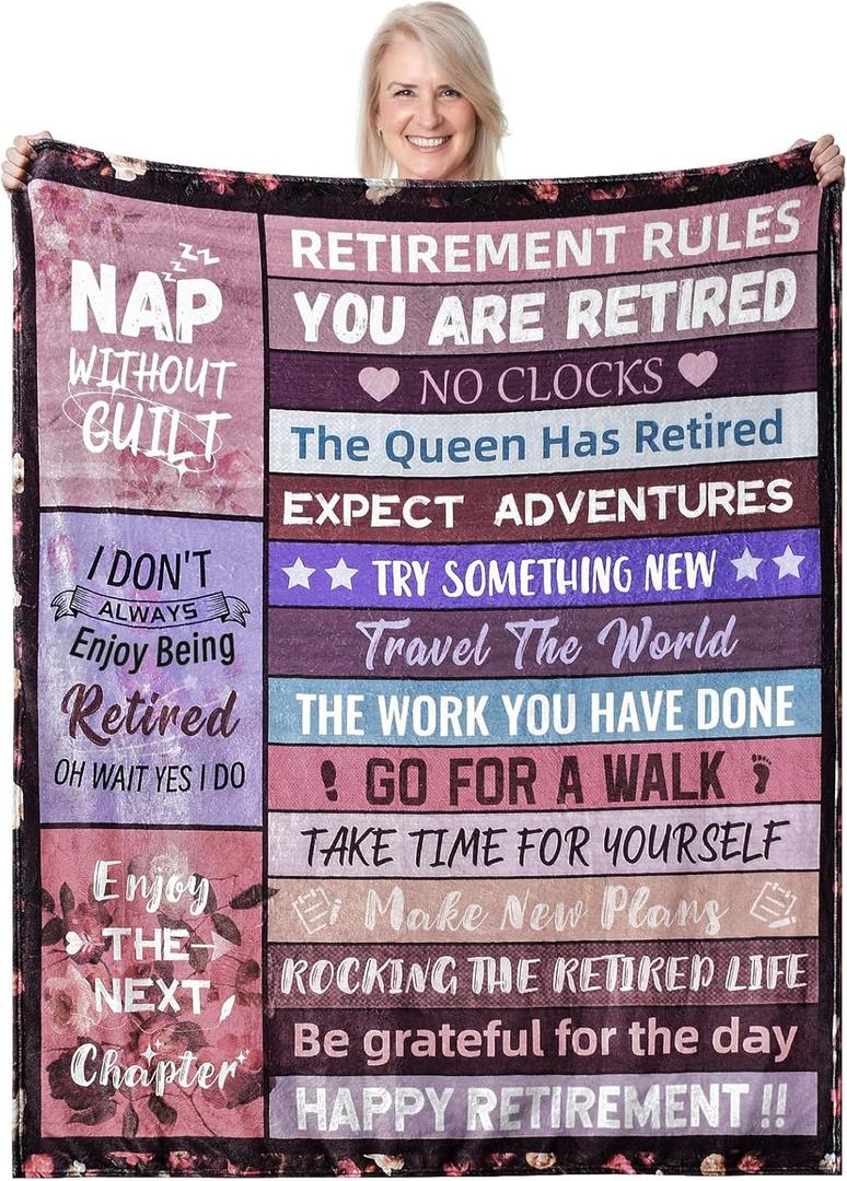 Retirement Blanket, Retirement Gifts for Women Men 2025, Best Retire Gifts Ideas, Happy Retirement Gifts for Mom Teacher Nurse Coworkers, Retirement Party Decorations Blanket 50"X60"