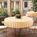 2 Pack Champagne Spandex Round Tablecloths 60 inch, Stretchy Fitted 5FT Table Cloths Wrinkle Free Round Table Covers with Skirt for Wedding Banquet Birthday Party Buffet Restaurant