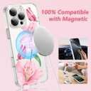 OOK Magnetic Case for iPhone 16 Pro Case Cute Flower Butterfly Design with 2 PCS Screen Protector [Compatible with MagSafe] for Girls Women Floral Clear Slim Phone Cover-Pink Lily Flower