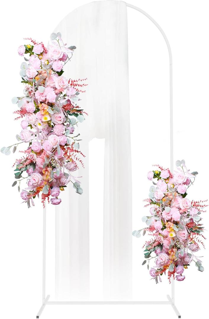 Putros 6FTx2.6FT White Metal Wedding Arch Balloon Backdrop Stand Arched Frame for Ceremony Birthday Party Anniversary Bridal Graduation Decoration (6x2.6FT(HxW))