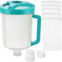 Leaf Canister Catcher In-line Leaf Canister for Pool & Spa, With Mesh Basket & 5 Skimmer Socks, For Suction Manual & Automatic Pool Cleaners (White)