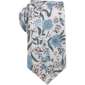 Mantieqingway Men Skinny Tie Cotton Floral Necktie for Wedding Groomsmen Tie (23)