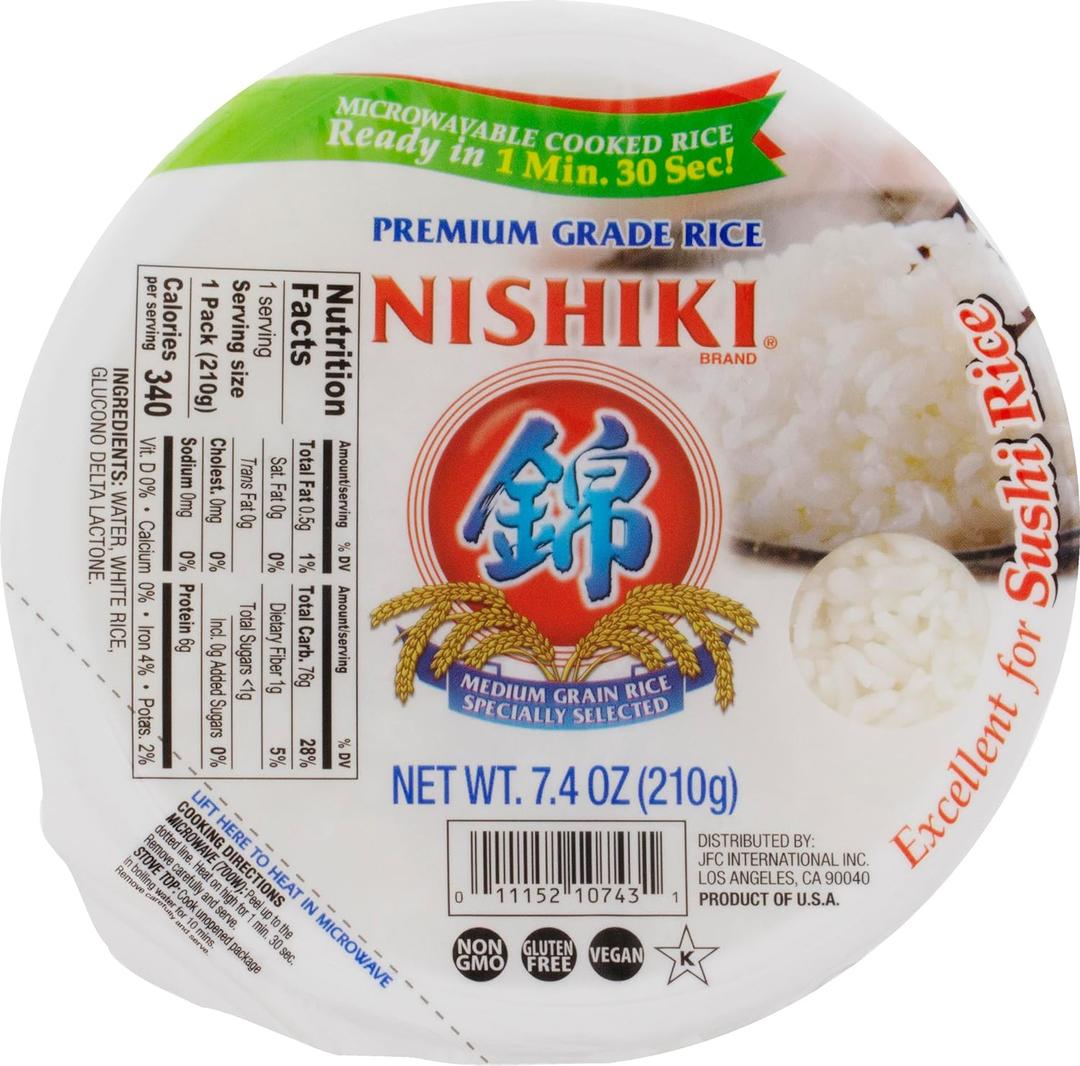 Nishiki Steamed White Rice, 7.4-Ounce (Pack of 6) (EXP 05/20/27)