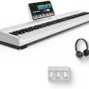 STRICH 88 Keys Weighted Keyboard with Sustain Pedal, Hammer-Action Digital Piano, 2x15W Built-In Speakers, Full-size Electric Piano Keyboard Supports USB-MIDI/Wireless Connect, White, SDP-120