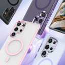 MATEPROX Magnetic Design for Samsung Galaxy S24 Ultra Case, Stylish Slim an-ti Yellow Translucent Matte Protective Cases with Screen Protector for S 24 Ultra 6.8'' 2024-Purple