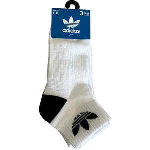 ADIDAS Quarter Crew Socks, 3 Pairs, Unisex Sizes 6-12, White (White)