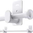 No Drill Curtain Rods No Drilling for Windows 30 to 90 Inches,5/8 Inch Diameter No Drill Small Curtain Rod Set with 3M Adhesive Brackets,White