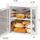 viewcare White Bread Box for Kitchen Counter, Bamboo Wood Large Capacity Bread Storage Bin with Acrylic Wavy Door Panel (White, Meduim)