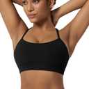 ODODOS Women's Halter Sports Bra Padded Y Racerback Yoga Top with Removable Pads, Black, X-Small