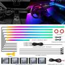 Dreamcolor Acrylic Interior Car LED Strip Light with Wireless APP, RGB 14 in 1 with 175 inches 593 Neon Car Ambient Lighting Kits, Dynamic Chasing Music Sync LEDs Fiber Optic Strip Lights for Car