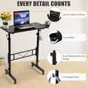 SIDUCAL Standing Desk Adjustable Height, Small Mobile Table with Wheels, Rolling Desk for Standing or Sitting, Portable Computer Desk for Walking Pad, Black