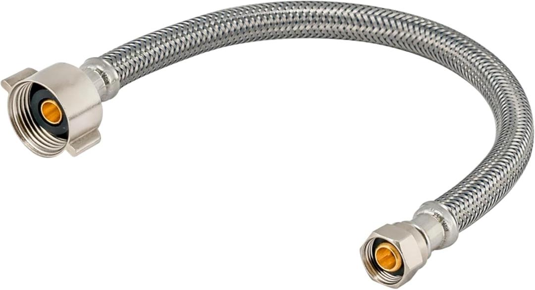 Eastman 12 Inch Flexible Toilet Connector, 7/8 Inch Ballcock x 3/8 Inch Compression, Stainless Steel Braided Hose, 48088