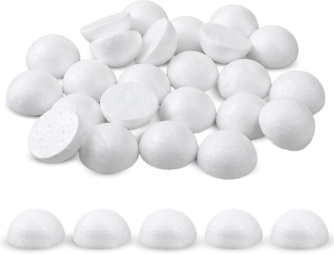 Foam Balls for Crafts, 24 PCS White Foam Balls Half Round Styrofoam for Artificial Flowers Polystyrene Hemispherical for Christmas Decoration and DIY Home Craft Project (Diameter 2 Inch)