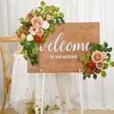 Wedding Decor (Pack of 2) Welcome Sign Flower Backdrop Garland for Ceremony Reception Wall Easel Home Decoration Entryway Faux Outdoor Board Head Table Decor (Orange & Terracotta)