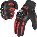 COFIT Motorcycle Gloves Breathable, Touchscreen Motorbike Gloves Anti-slip with Good Grip Hard Knuckles Protection for Men Women Motocross, BMX ATV MTB Cycling, Road Racing - Red L (Red, L)