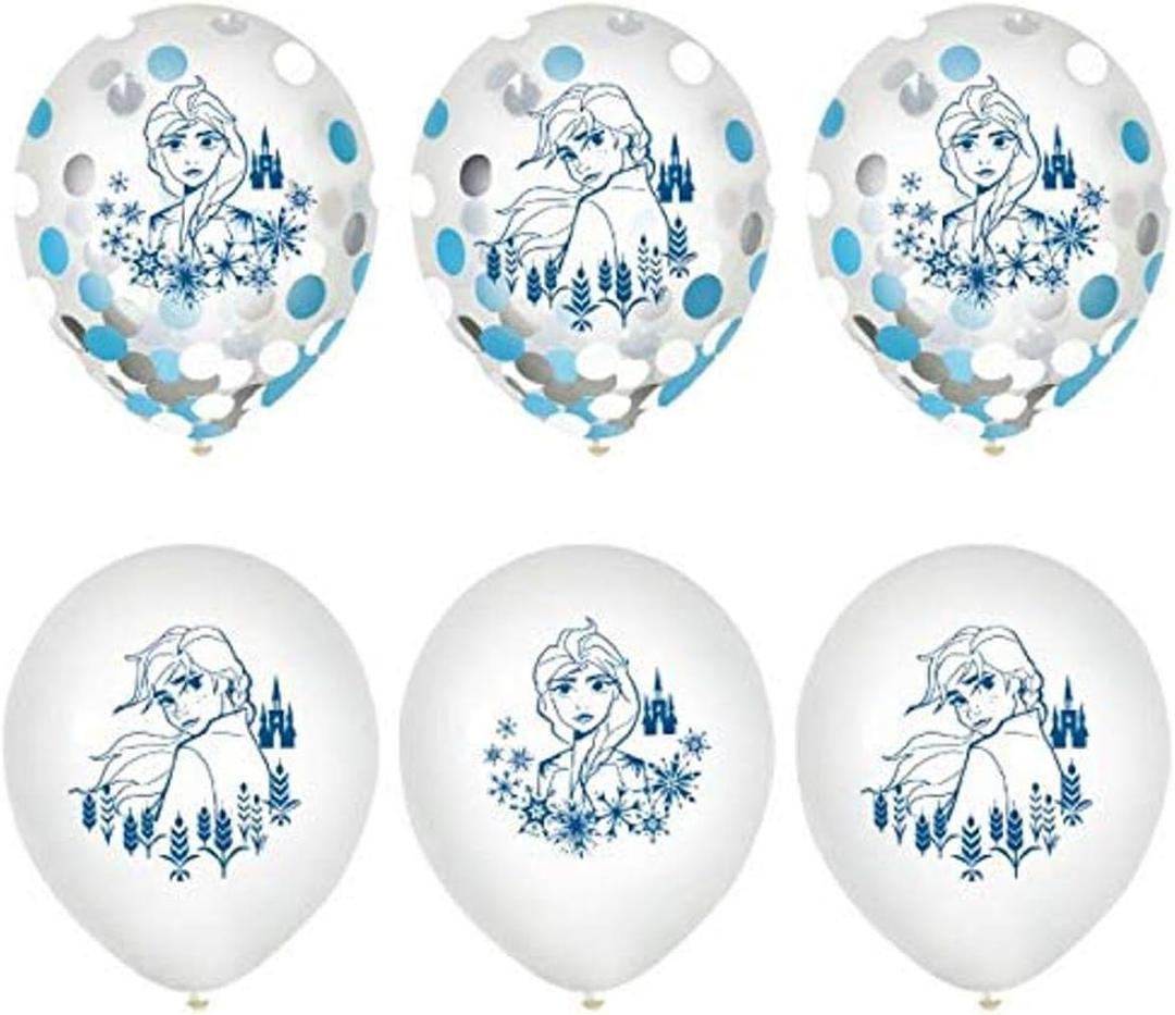 Assorted Colors Disney Frozen 2 Premium Latex Confetti Balloons - 12" (6 Pc) - Perfect Party Decoration for Enchanting Frozen-Themed Celebrations