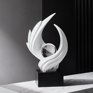 FJS Modern White Statue Table Decor for Living Room, Abstract Art Table Decor Accents, Resin Sculptures Home Decorations for Bookshelf TV Stand Living Room Dining Room Office