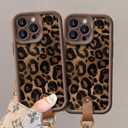 for iPhone 12 Pro Max Case, [Brown Leather Leopard Cheetah Print] [Full-Body Protection] [with Drop-Proof Wrist Strap Lanyard] Soft TPU, Shockproof and Anti-Shock, Suitable for Women & Girls