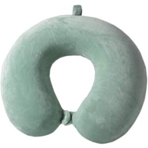 Pure Color Memory Foam Travel U Neck Pillow Soft U Shaped Portable Travel Head Neck Pillow for Airplane Car Office (Green, 30×30×10cm)