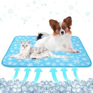 DELIFUR Dog Cooling Mat - Pet Cooling Mat Outdoor for Dogs Self Cooling Pad for Puppy Small Medium Dog Machine Washable (Large, Blue Snowflake)