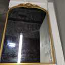 1 Set Vintage Mirror 20x30 Gold Antique Baroque Arched Ornate Traditional Brass Mirror and 8.5x12 Vintage Vanity Makeup Desk Table Mirror for Bathroom Entryway Living Room Hallway Fireplace