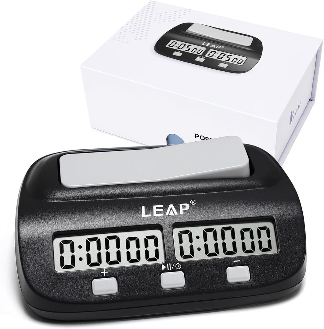 LEAP Chess Clock Digital Chess Timer Professional for Board Games Players Count Up/Down Timer with Alarm Function Black (Official Store)