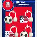 3 x U.S. Soccer Straw Toppers: Official Licensed Product, 4 Count Silicone Straw Covers, Soccer Ball and Logo Designs, Fits 9-10mm Straws, Reusable Straw Caps for Drinks and Travel