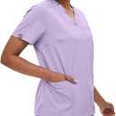 Niaahinn Women's Scrub Top with Classic V-Neck & Yoga Jogger Pants Medical Nursing Uniform Set (Purple) (Lavender, S)