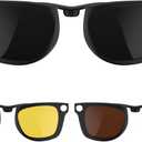 HiBloks 3Pcs Polarized Clip-on Compatible with Ray-Ban Meta Wayfarer & Gen 2 (RW4008/RW4012 Large), Discoloration Clip for Rayban Meta Gen 2 Accessories (Night Vision Yellow, Black, Brown)
