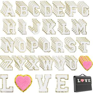 108 Pcs Letter Patches Iron on Letters,White Iron on Preppy Letter Patches Stickers for Clothing Backpacks Embroidered Applique Initial Patch