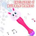 ArtCreativity Easter Bunny Bubble Wand (2 Pack), Easter Basket Stuffers for Toddler, 14" Light Up Automatic Bubble Maker with LED & Music, Bubbles for Kids, Toys for Toddlers 1-3