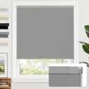 AOSKY 100% Blackout No Drill Cellular Shades Blinds for Indoor Windows, No Tools Thermal Insulated Black Out Cordless Honeycomb Blinds for Bedroom Living Room Window, 34" W x 48" H, Grey