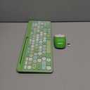 Retro Wireless Keyboard and Mouse Combo, Full-Size USB Keyboard with Round Keycaps, 2.4GHz Wireless for Desktop, Laptop and Computer (Green-Colorful)