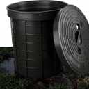 6.6 Gal 15" Sump Pump Basin with Lid, 25L Perforated Sump Pump Basin Bucket for Yard Drainage Systems, Basement & Crawl Space, Corrosion-Resistant, Impact-Resistant for Yards,Patios,Driveways