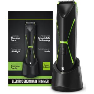 Electric Body Hair Trimmer for Men: Manscape Ball Trimmer Waterproof Pubic Hair Groomer Cordless Rechargeable Groin Shaver Replaceable Blade Clipper Wet/Dry Hygiene Razor Portable Body Grooming Travel (Black)