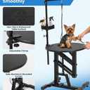 24" Hydraulic Lift Dog Grooming Table Adjustable Height, 250LB Capacity, Non-Slip Silicone Top, Foldable for Home & Salon Use