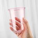 50pcs 500ml/16oz Disposable Stemless Glasses,PET Disposable Drinking Cups,Cold Party Clear Plastic Wine Glasses for Parties Birthday,Wedding,Meeting,Christmas Party Supplies. (Pink)