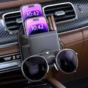 Car Air Vent Storage Bag Organizer Pocket, Sunglass Holder Car Mount Phone Holder Coin Key Card Case Organizer with Clip, Car Air Vent Phone Holder Coin Key Card Case Organizer (Black)