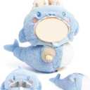 17cm Doll Clothes(No Doll) Furry 2-Piece Clothes Set Stylish Dolls Shark Clothes Blue Accessories Cute Outfits (Blue Shark Suit, 17cm)